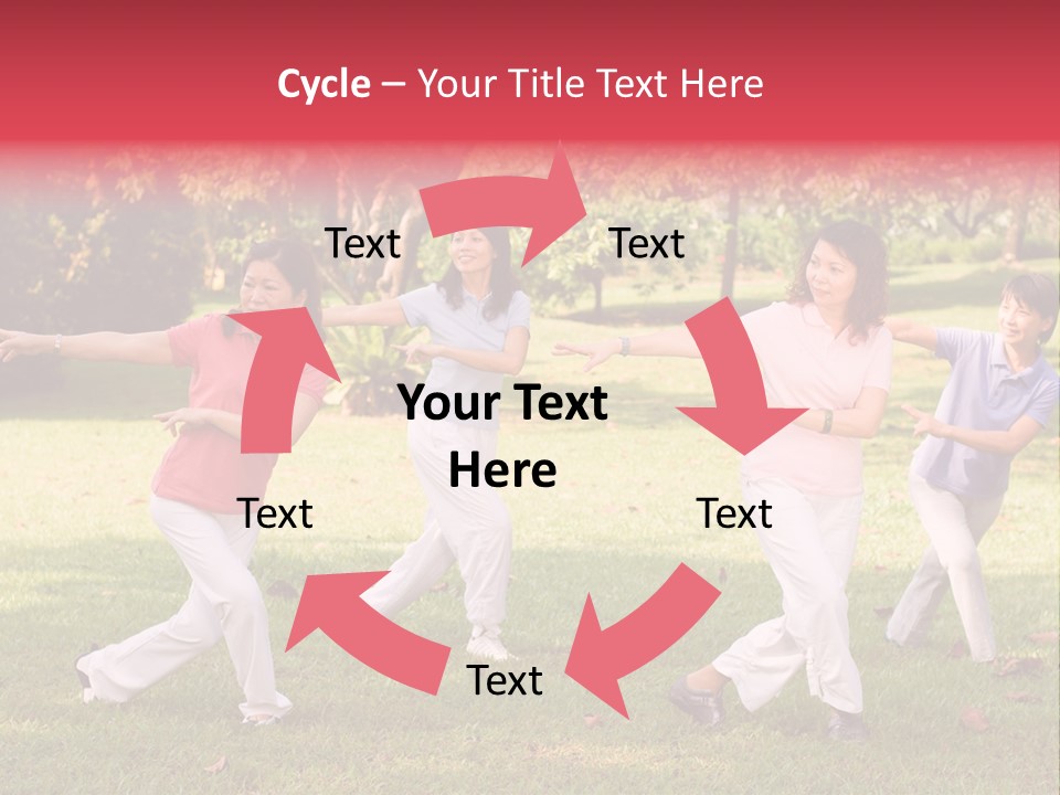 A Group Of Asian Ladies Exercising In The Park PowerPoint Template