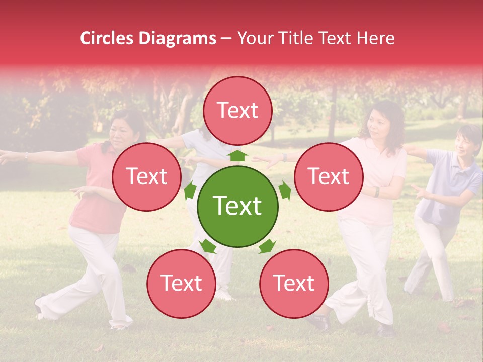A Group Of Asian Ladies Exercising In The Park PowerPoint Template