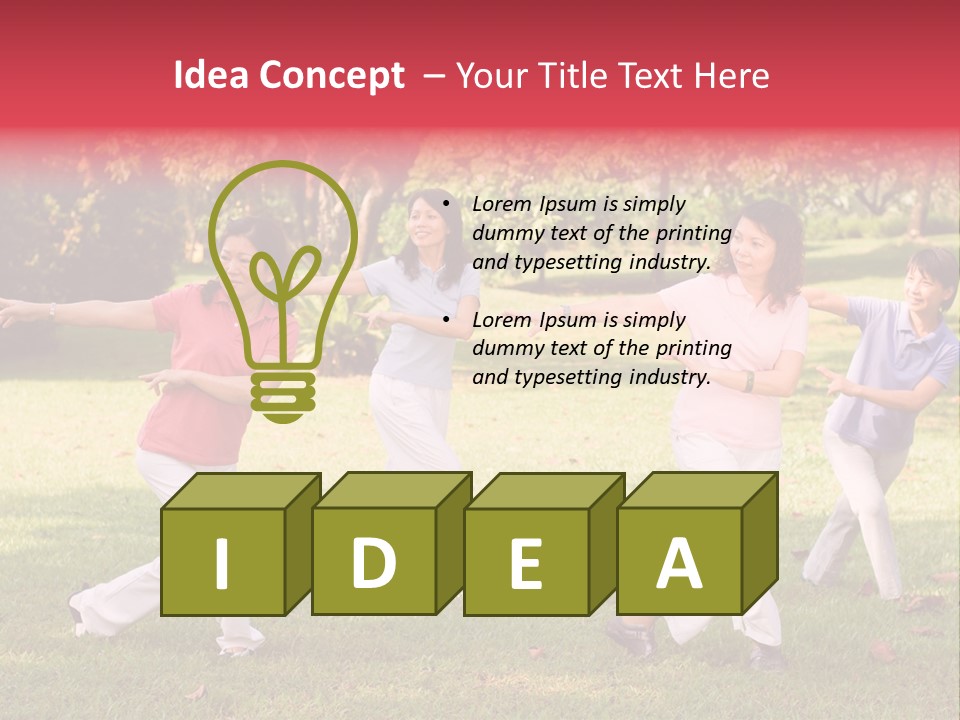 A Group Of Asian Ladies Exercising In The Park PowerPoint Template