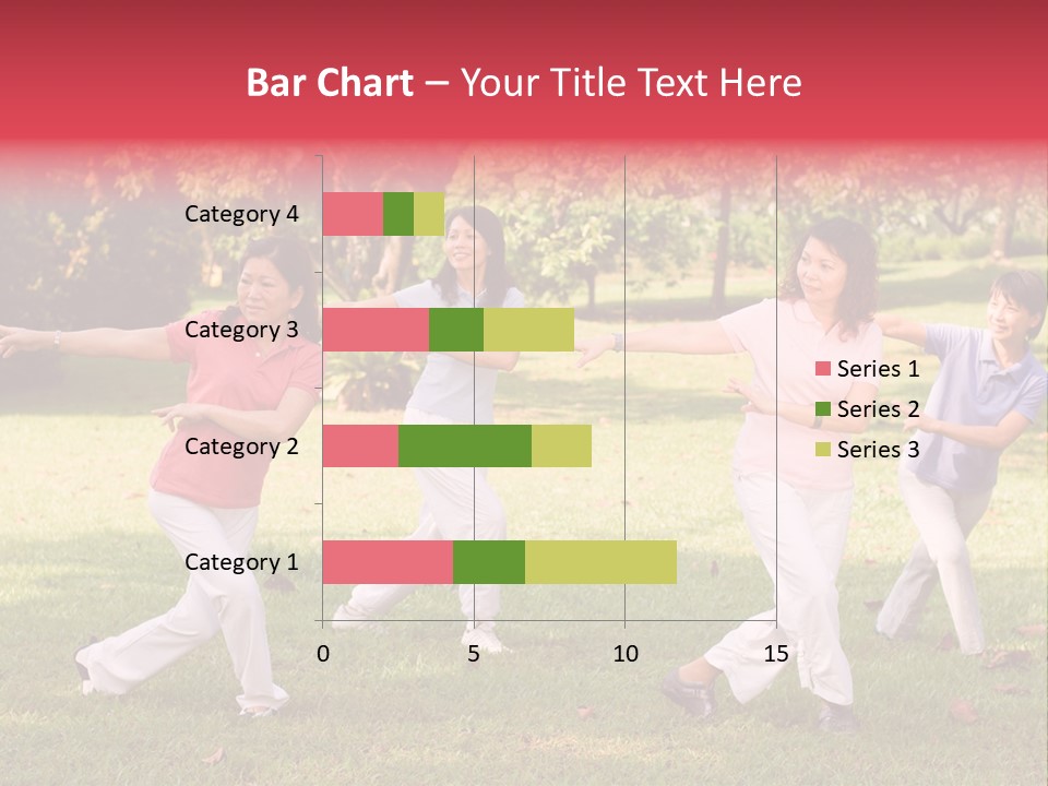 A Group Of Asian Ladies Exercising In The Park PowerPoint Template