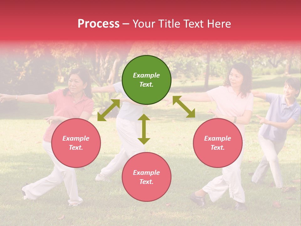 A Group Of Asian Ladies Exercising In The Park PowerPoint Template