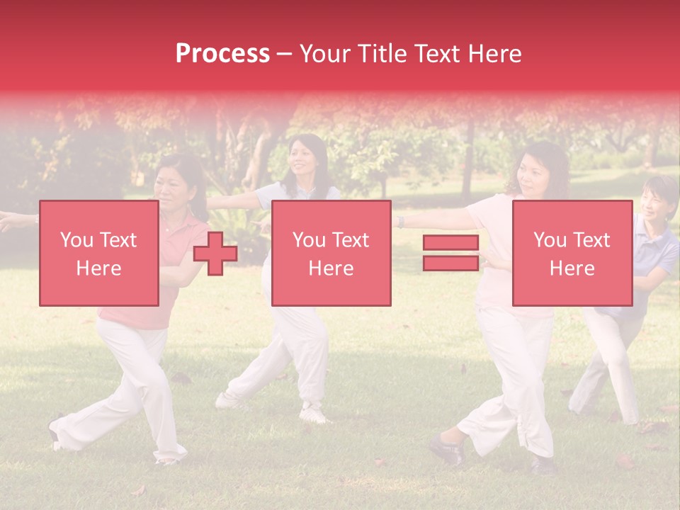 A Group Of Asian Ladies Exercising In The Park PowerPoint Template
