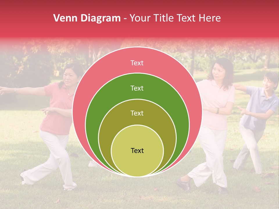 A Group Of Asian Ladies Exercising In The Park PowerPoint Template