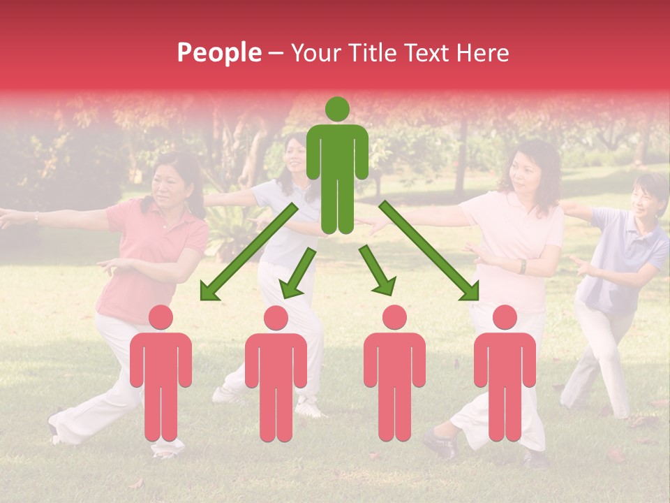 A Group Of Asian Ladies Exercising In The Park PowerPoint Template