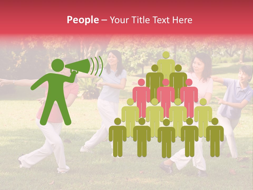 A Group Of Asian Ladies Exercising In The Park PowerPoint Template