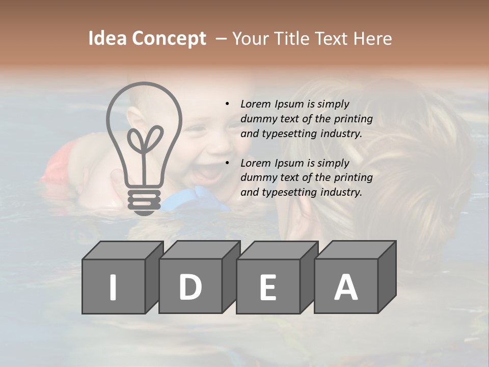 A Happy Baby Enjoying First Swim With Mother. PowerPoint Template