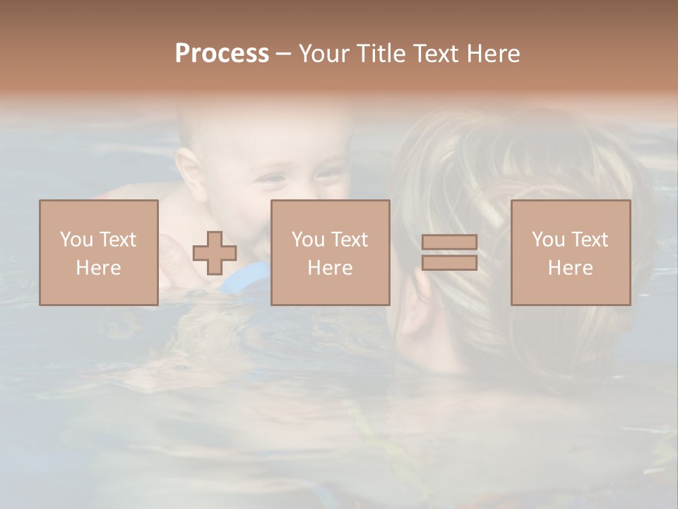 A Happy Baby Enjoying First Swim With Mother. PowerPoint Template