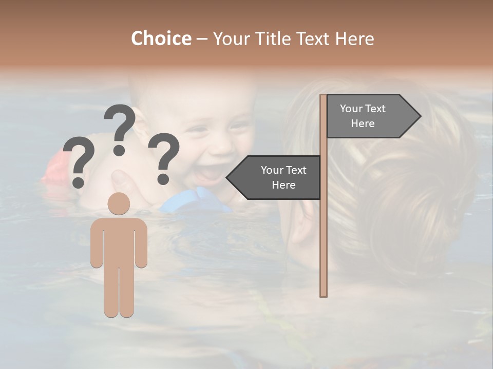 A Happy Baby Enjoying First Swim With Mother. PowerPoint Template