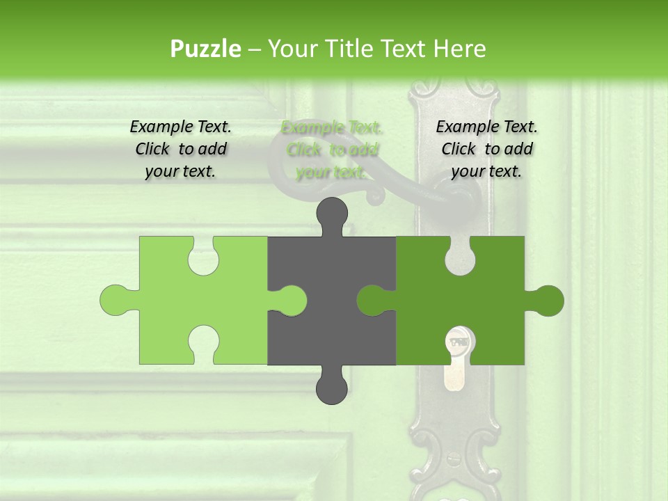 Light Green Door With Metal Handle PowerPoint Template