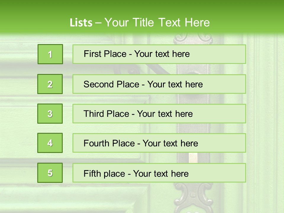 Light Green Door With Metal Handle PowerPoint Template