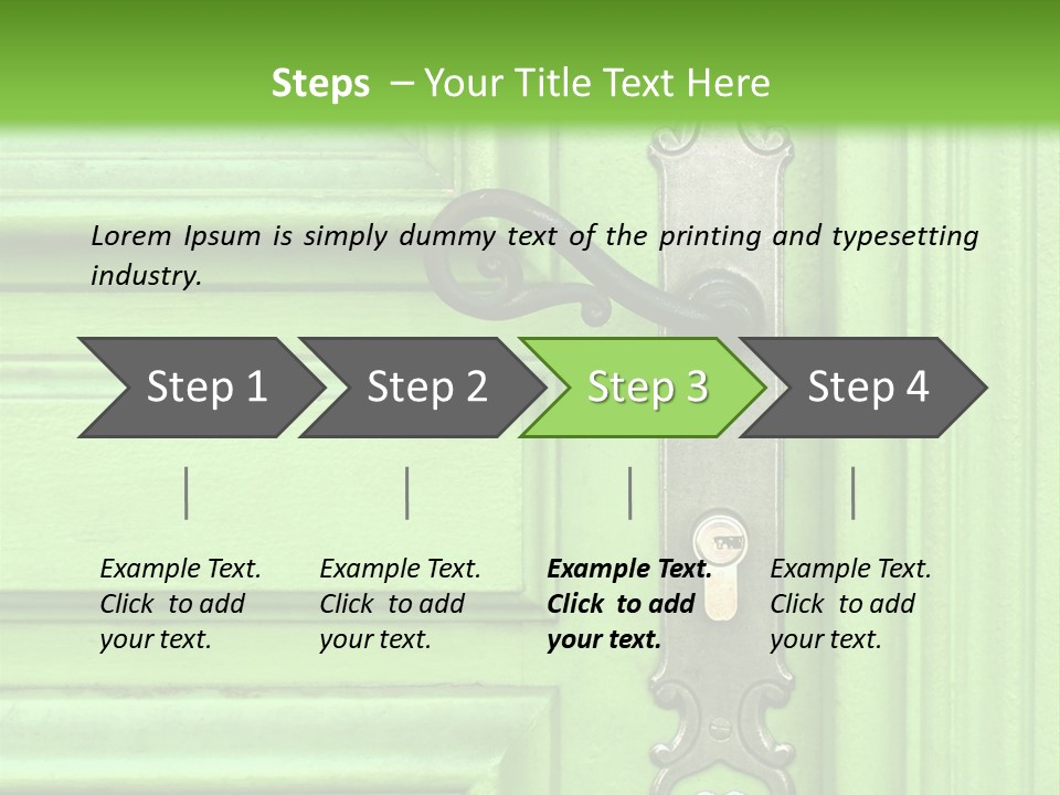 Light Green Door With Metal Handle PowerPoint Template