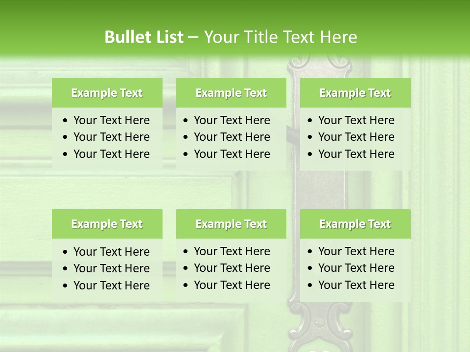Light Green Door With Metal Handle PowerPoint Template