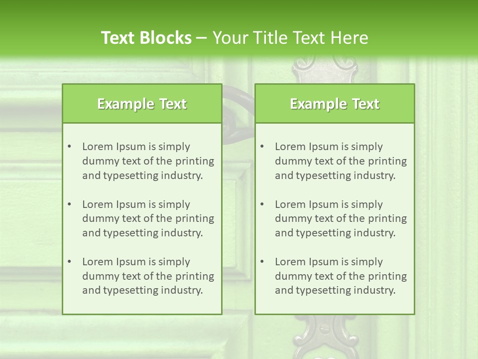 Light Green Door With Metal Handle PowerPoint Template