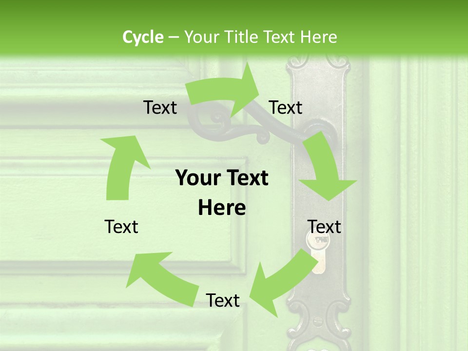 Light Green Door With Metal Handle PowerPoint Template
