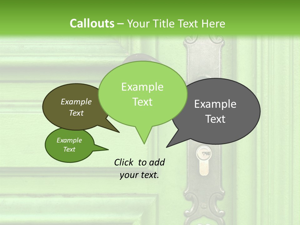 Light Green Door With Metal Handle PowerPoint Template