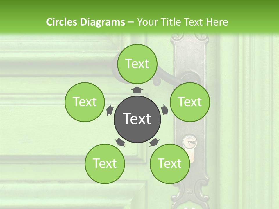 Light Green Door With Metal Handle PowerPoint Template