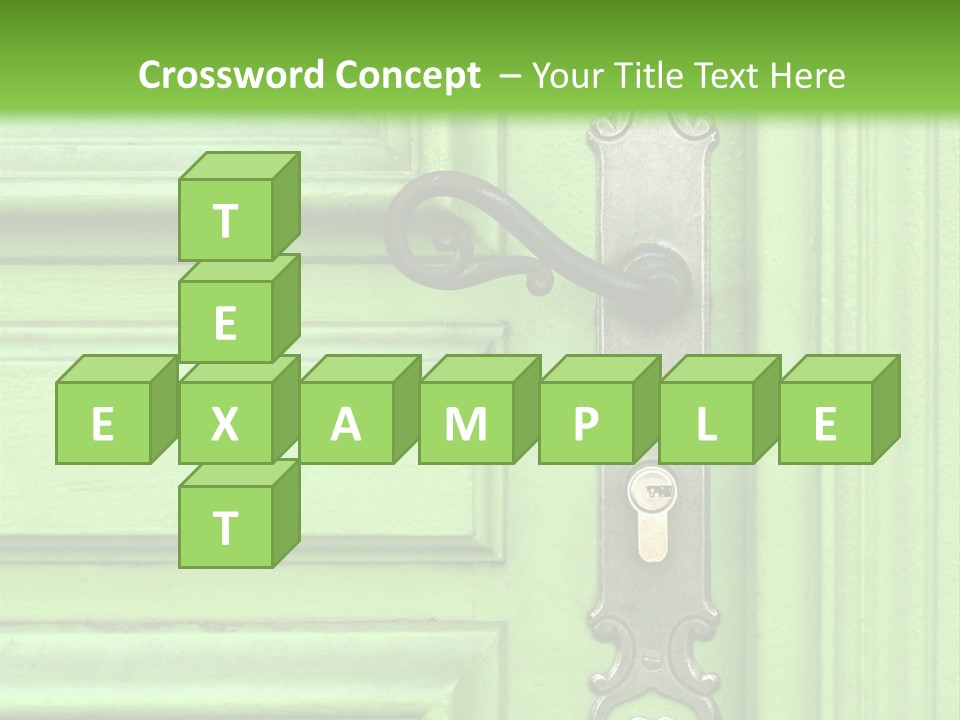 Light Green Door With Metal Handle PowerPoint Template