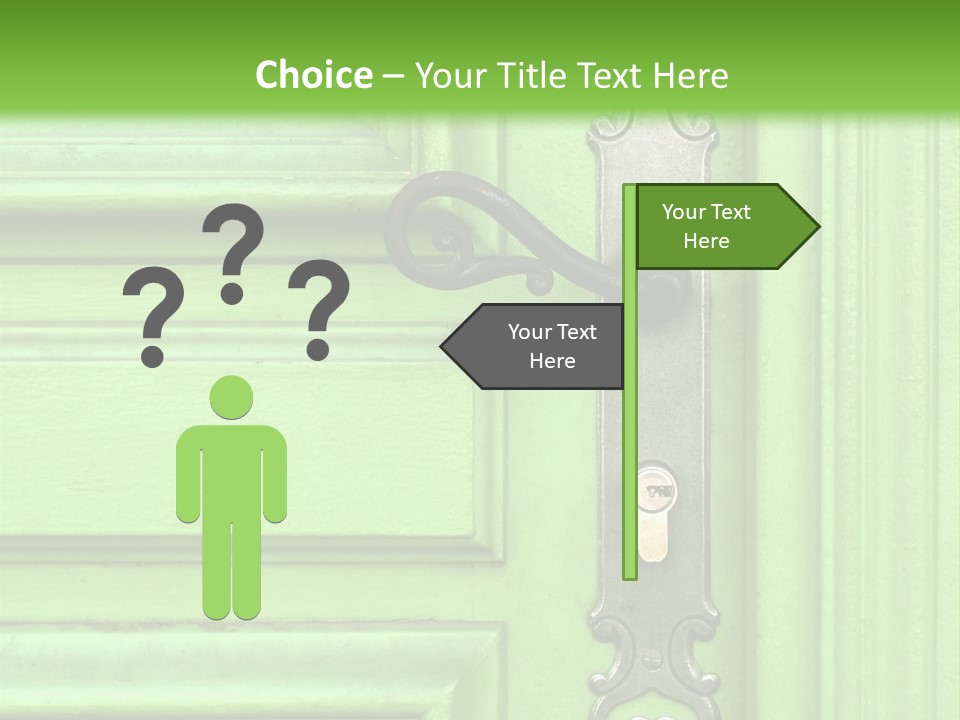 Light Green Door With Metal Handle PowerPoint Template