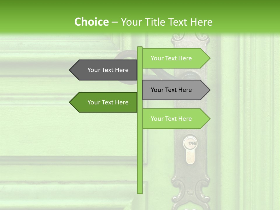 Light Green Door With Metal Handle PowerPoint Template