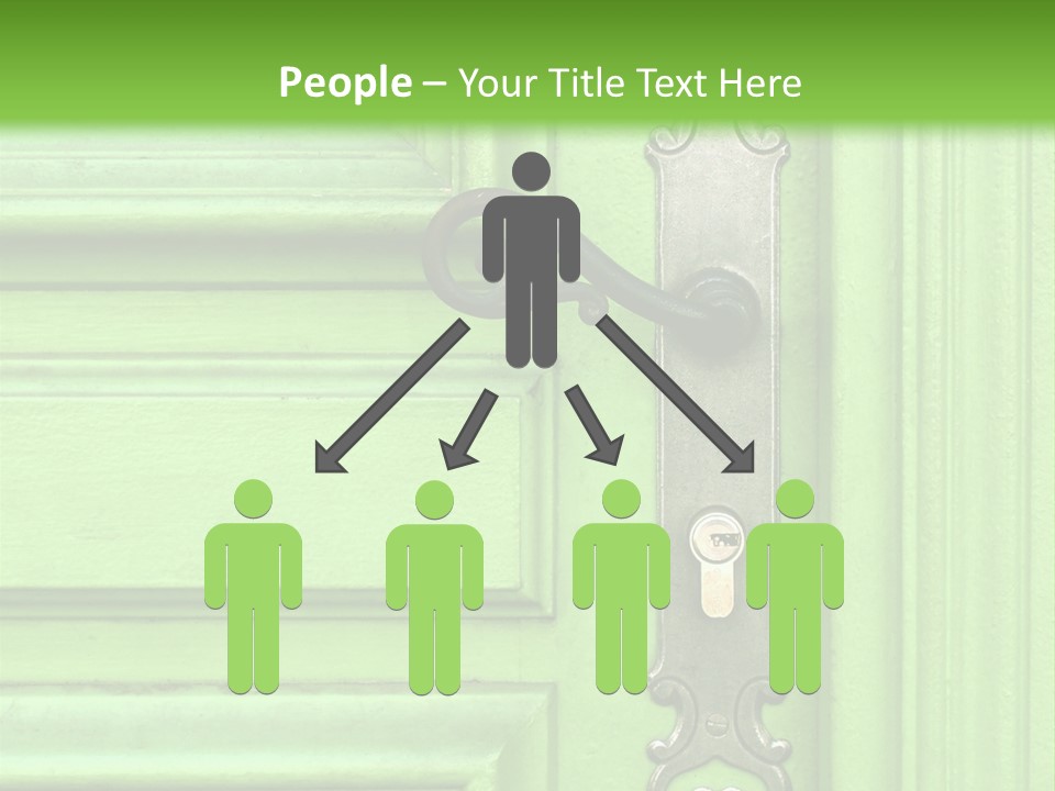 Light Green Door With Metal Handle PowerPoint Template
