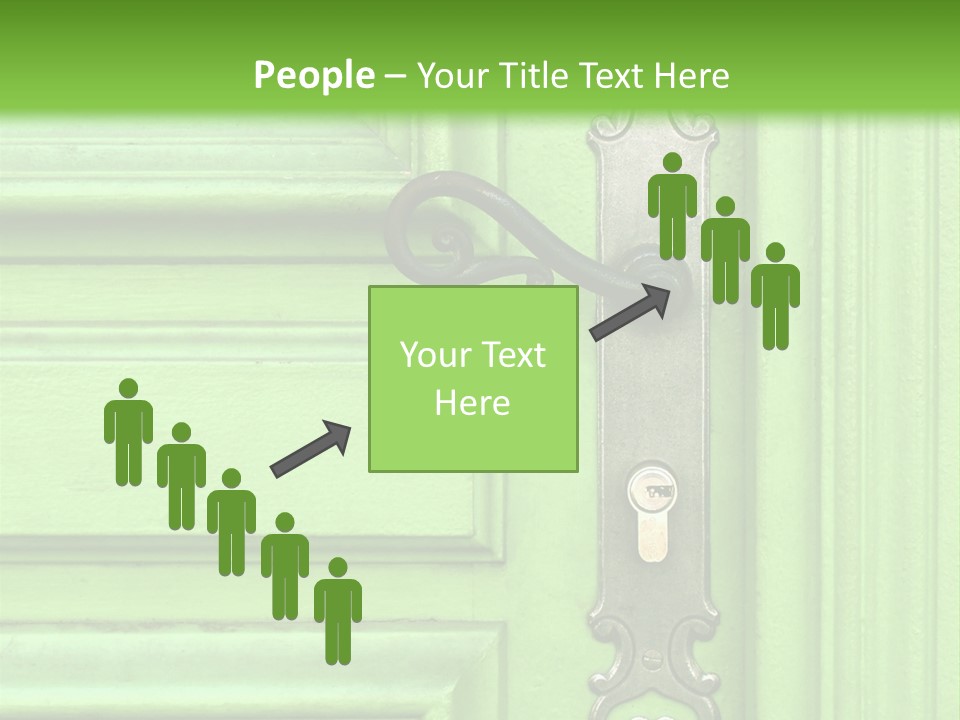 Light Green Door With Metal Handle PowerPoint Template
