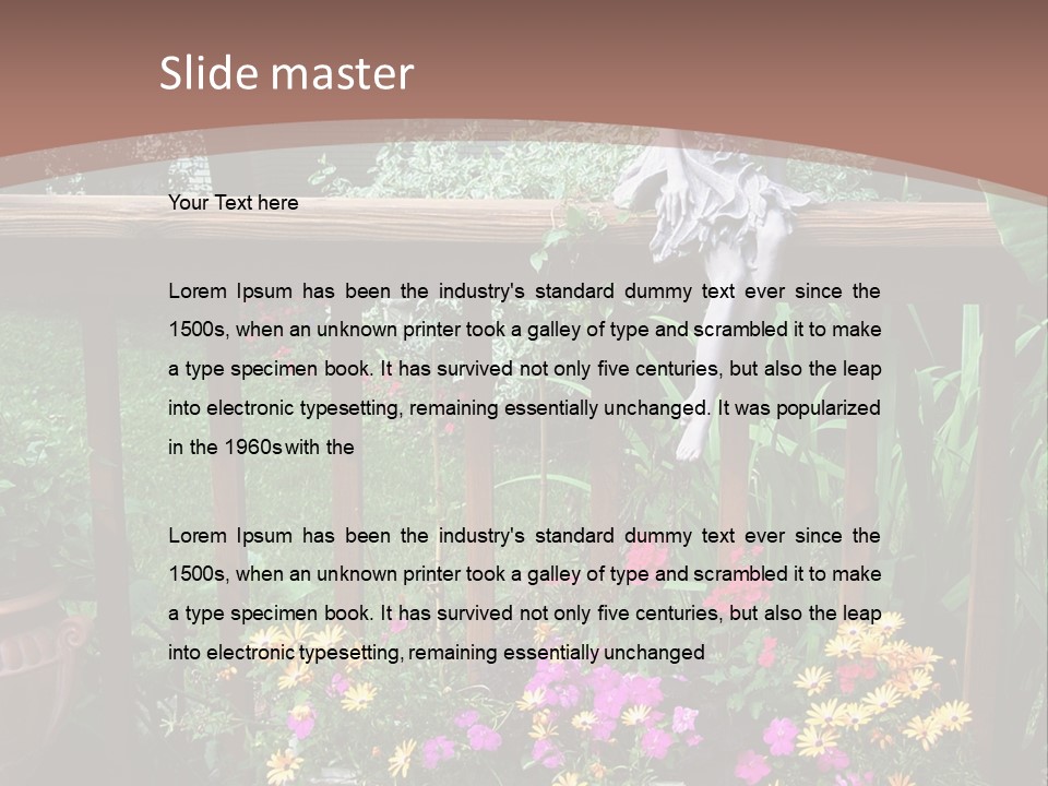 Garden Scene With Flowers PowerPoint Template