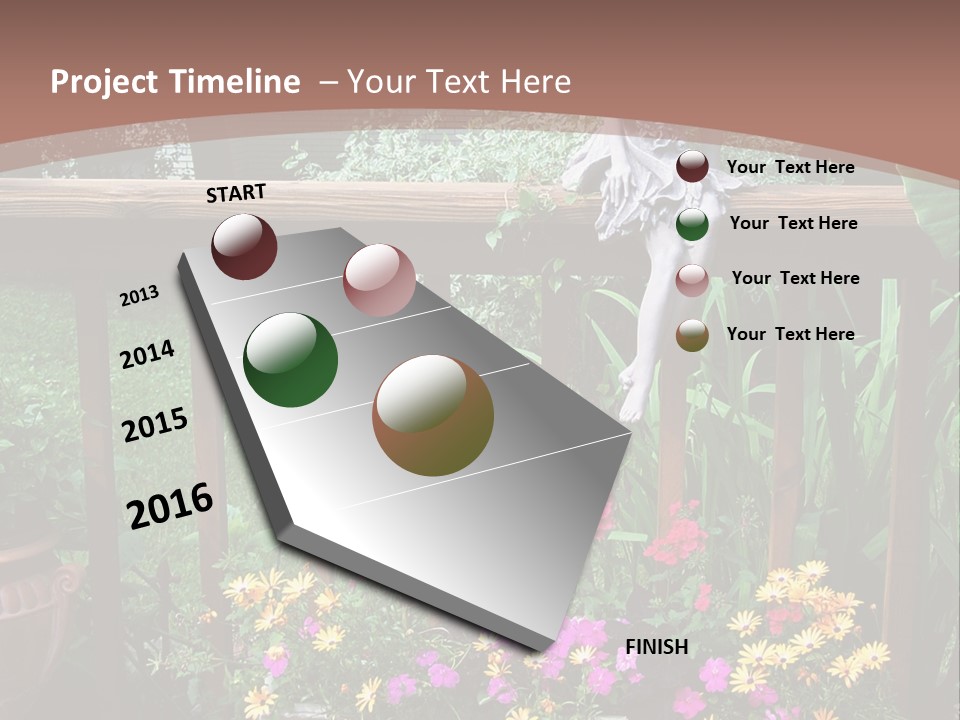 Garden Scene With Flowers PowerPoint Template