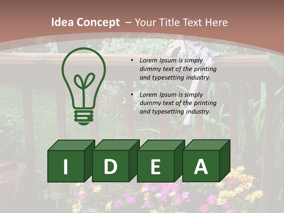 Garden Scene With Flowers PowerPoint Template