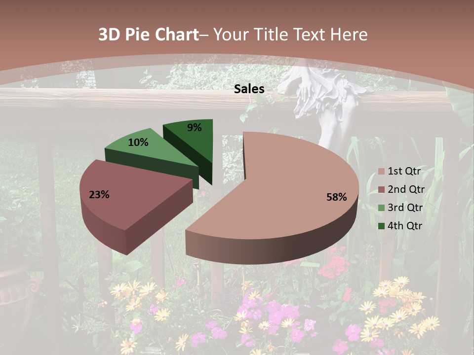 Garden Scene With Flowers PowerPoint Template