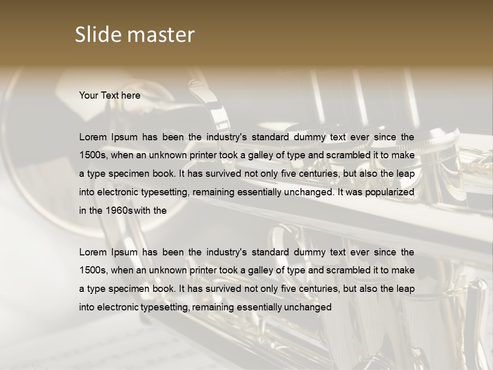 Trumpet On Musical Notes As Background Close Up PowerPoint Template