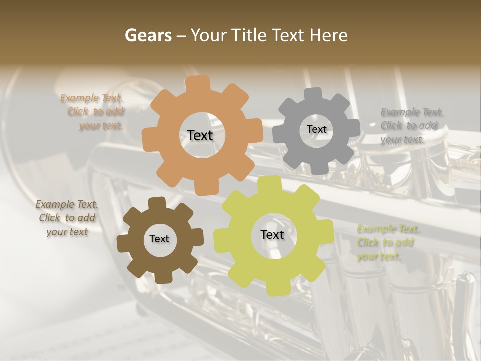 Trumpet On Musical Notes As Background Close Up PowerPoint Template