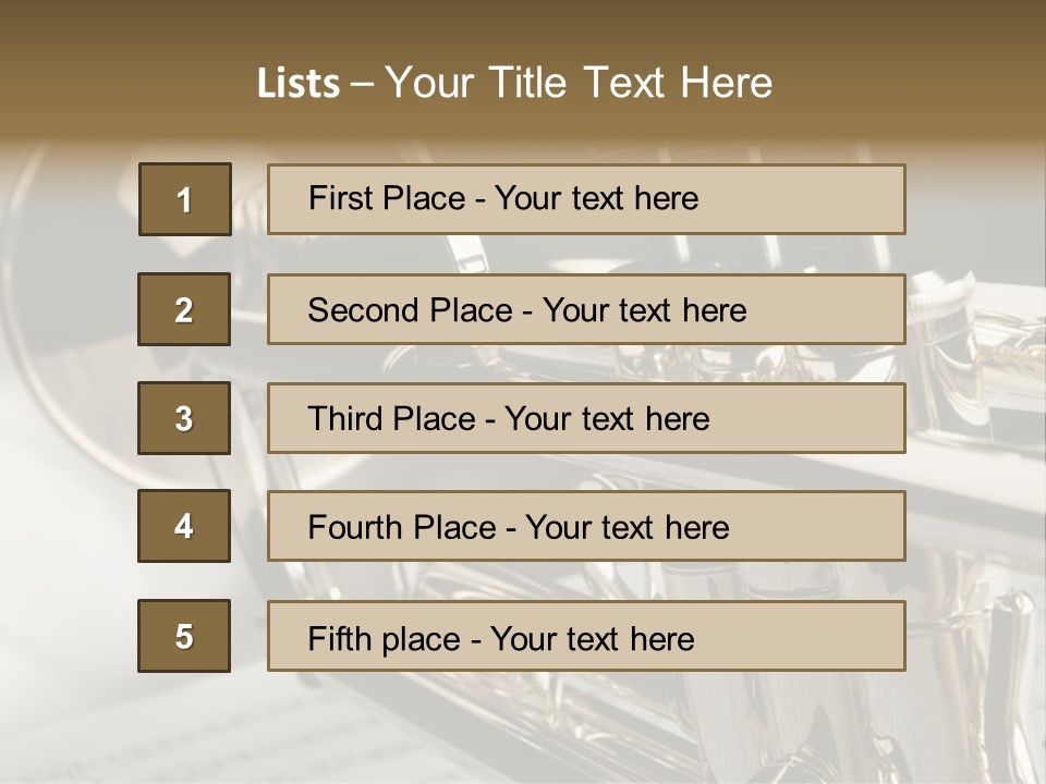 Trumpet On Musical Notes As Background Close Up PowerPoint Template