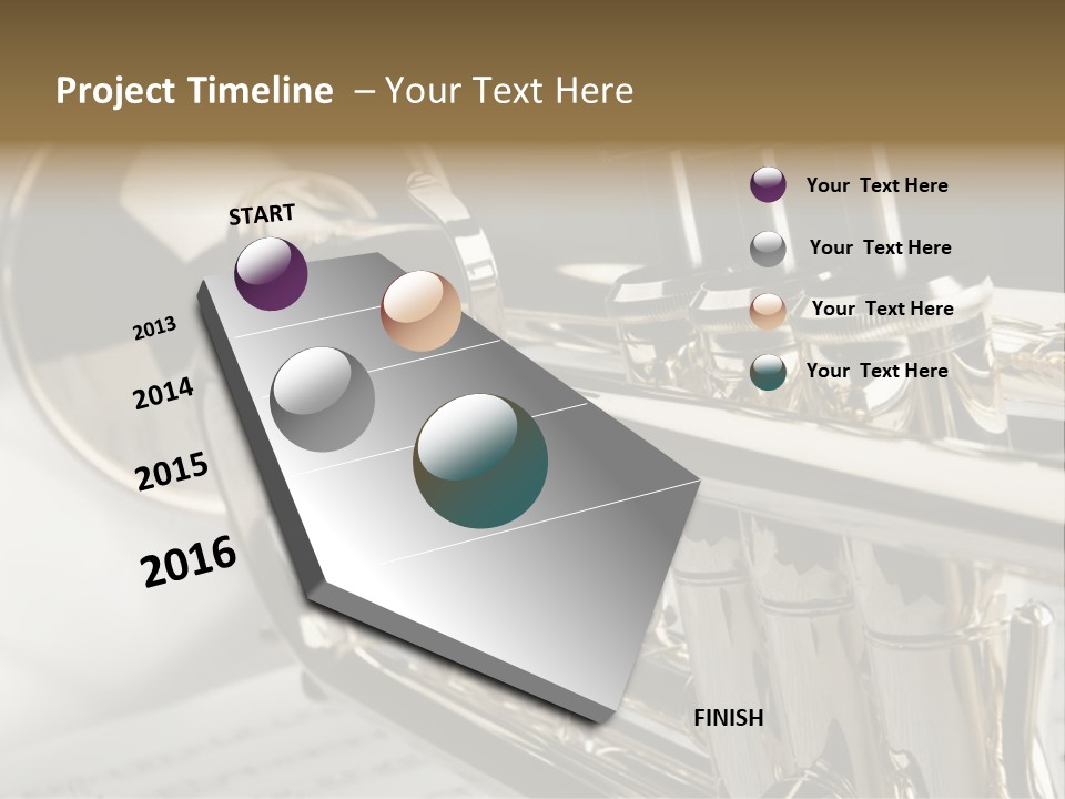 Trumpet On Musical Notes As Background Close Up PowerPoint Template