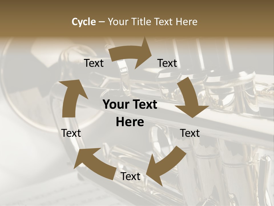 Trumpet On Musical Notes As Background Close Up PowerPoint Template