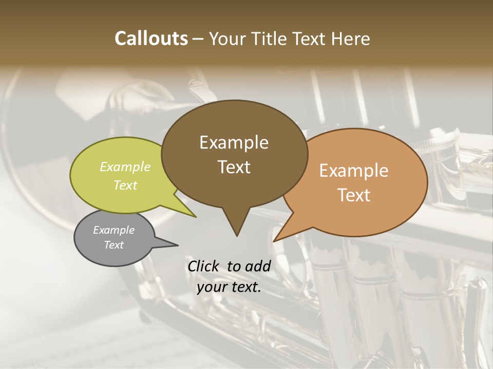 Trumpet On Musical Notes As Background Close Up PowerPoint Template
