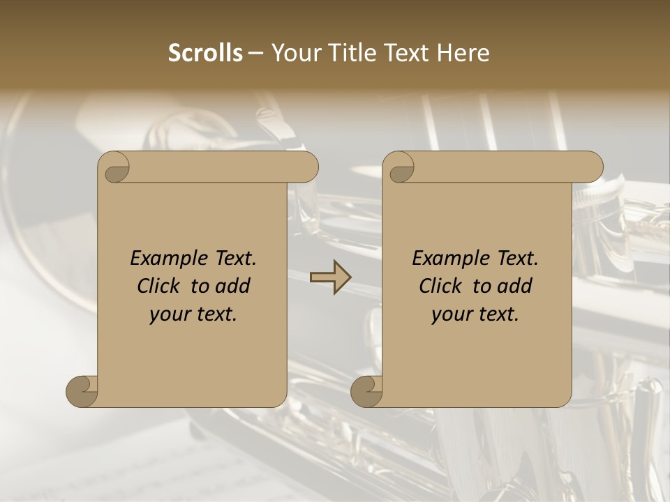 Trumpet On Musical Notes As Background Close Up PowerPoint Template