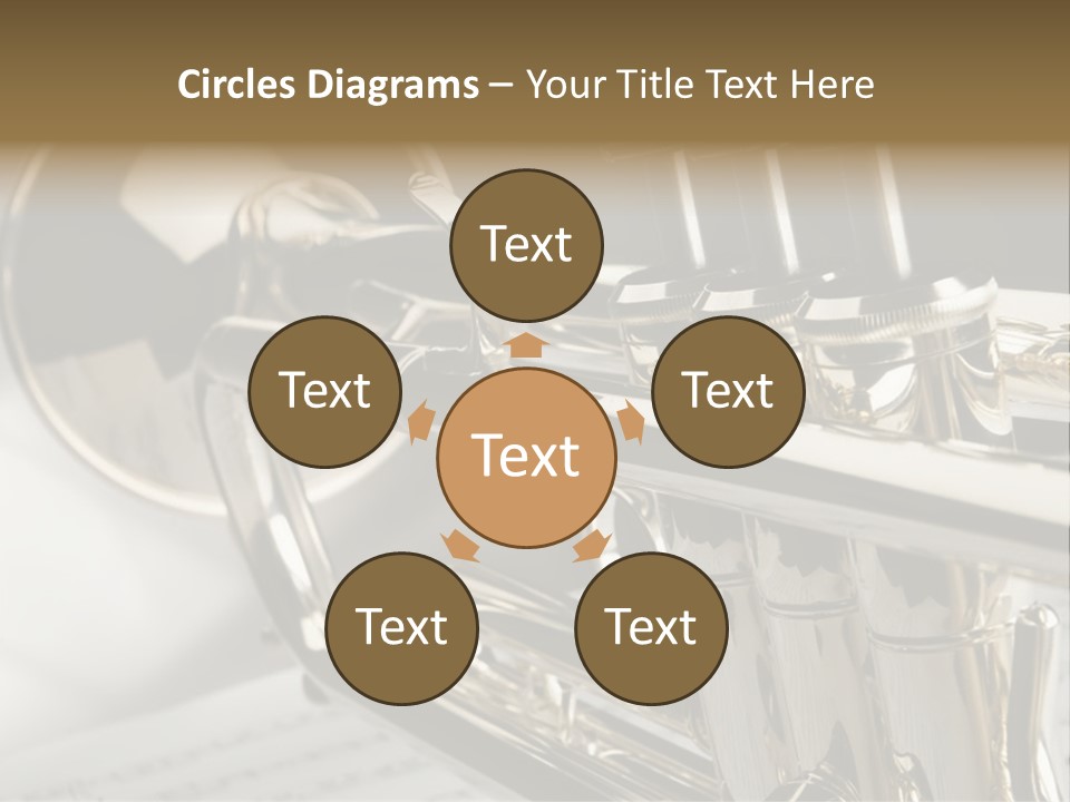 Trumpet On Musical Notes As Background Close Up PowerPoint Template