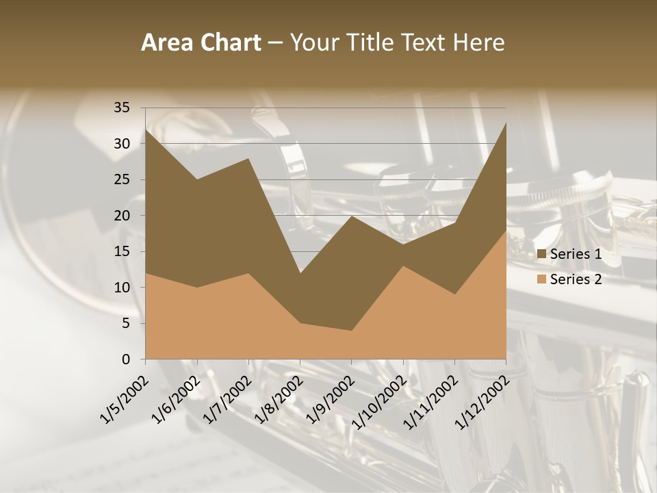 Trumpet On Musical Notes As Background Close Up PowerPoint Template