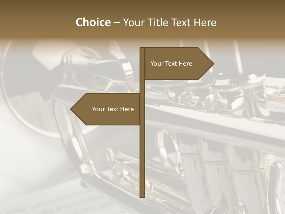 Trumpet On Musical Notes As Background Close Up PowerPoint Template