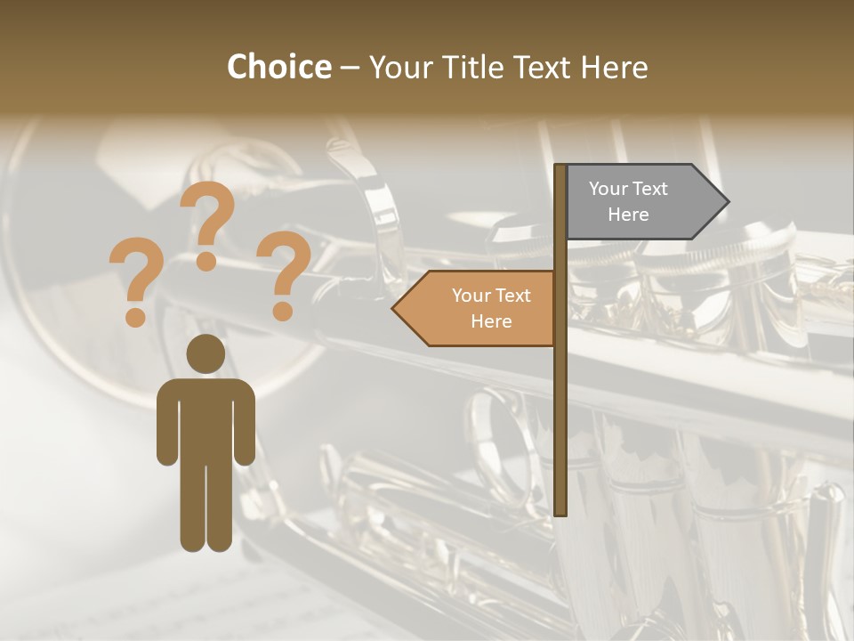 Trumpet On Musical Notes As Background Close Up PowerPoint Template