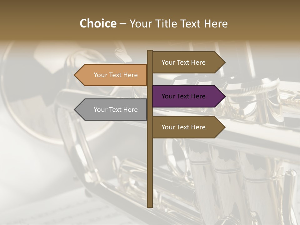 Trumpet On Musical Notes As Background Close Up PowerPoint Template