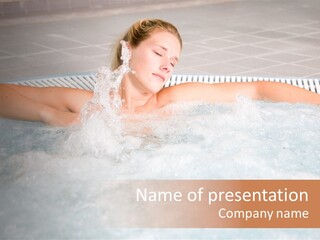 Beautiful Woman Relaxing In A Bubble Bath PowerPoint Template