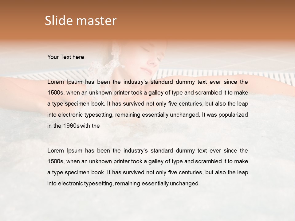 Beautiful Woman Relaxing In A Bubble Bath PowerPoint Template