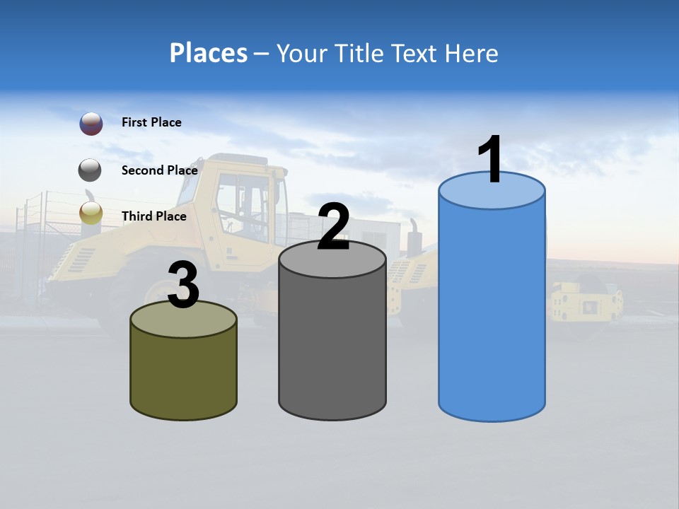 Tractor On Construction Site. PowerPoint Template