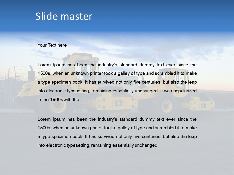 Tractor On Construction Site. PowerPoint Template