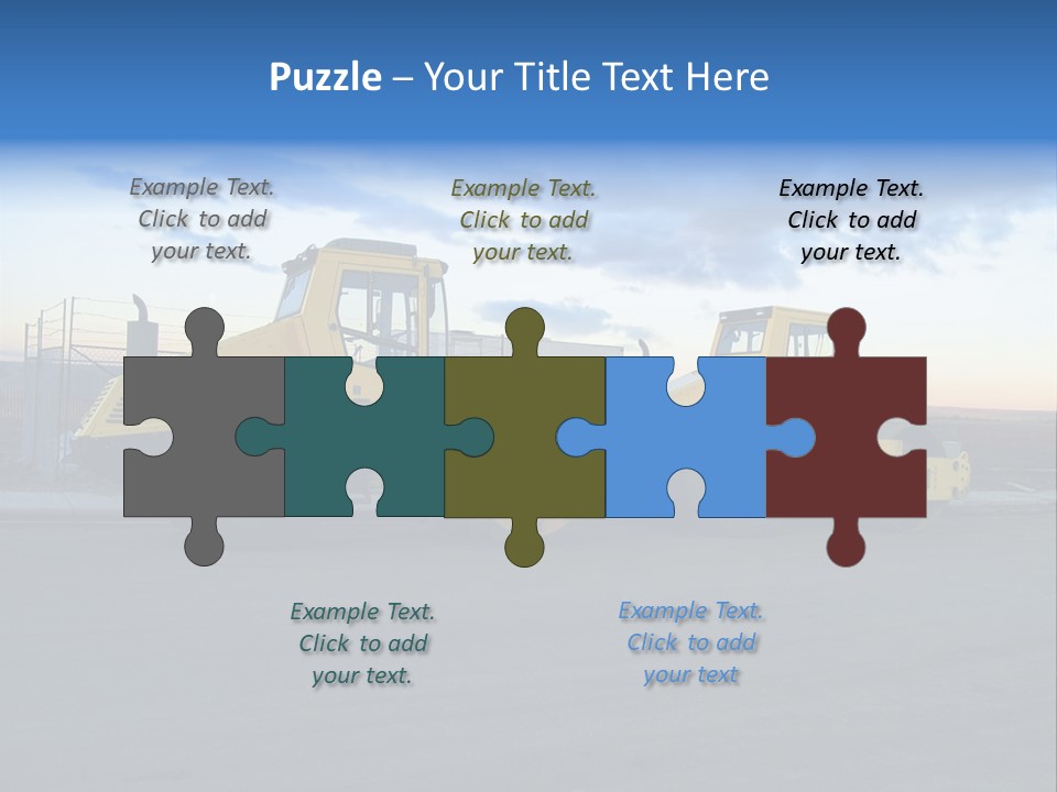 Tractor On Construction Site. PowerPoint Template