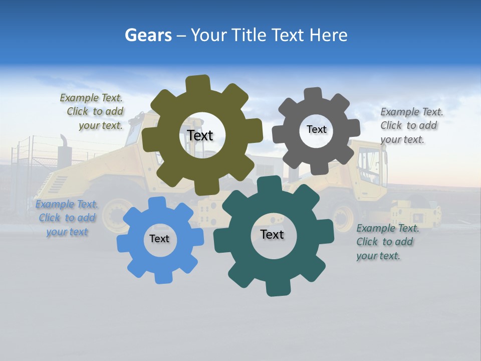 Tractor On Construction Site. PowerPoint Template