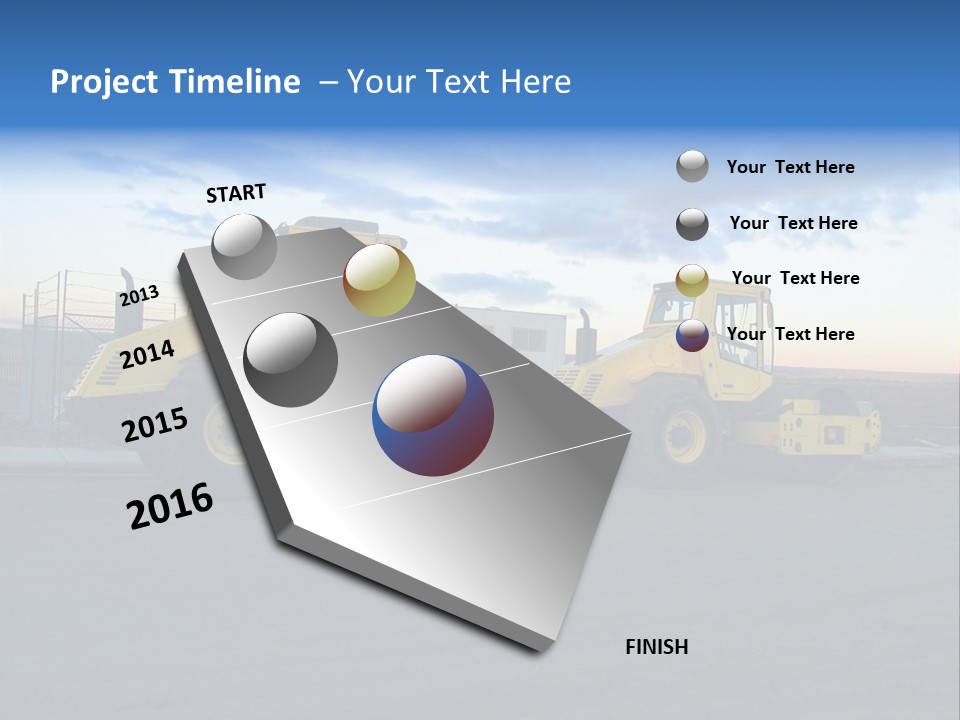 Tractor On Construction Site. PowerPoint Template