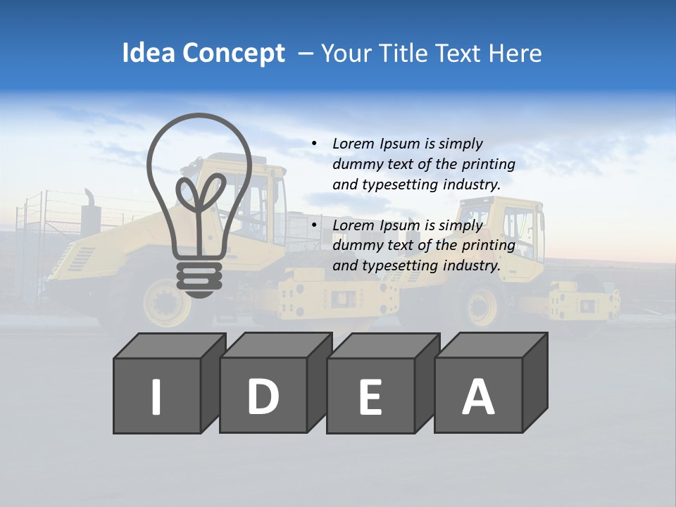 Tractor On Construction Site. PowerPoint Template