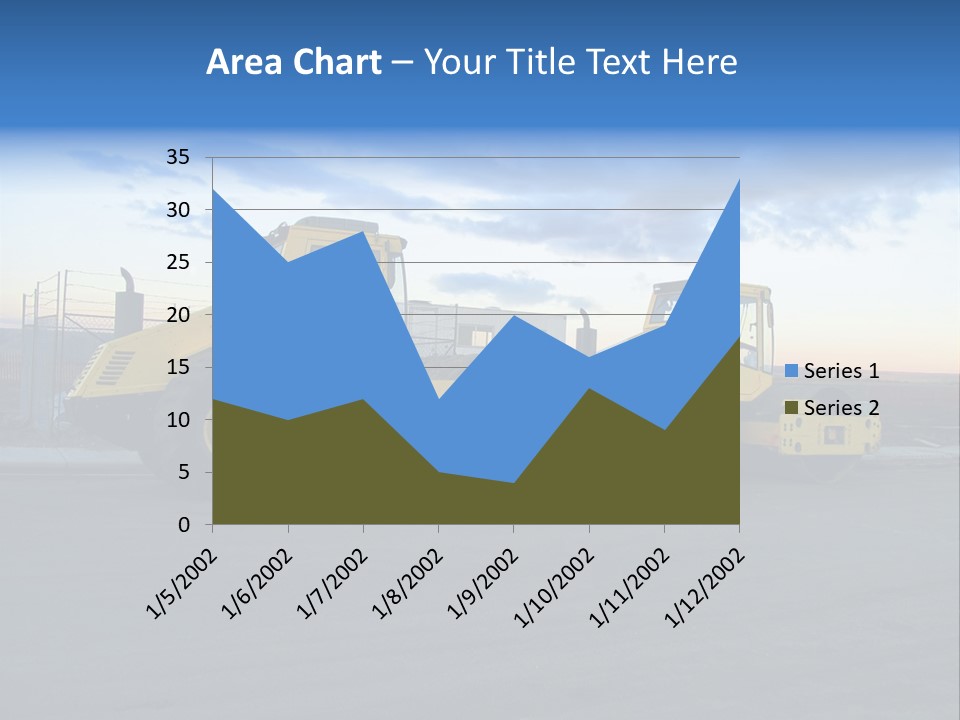 Tractor On Construction Site. PowerPoint Template